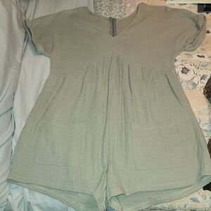 Green Short Sleeve Romper